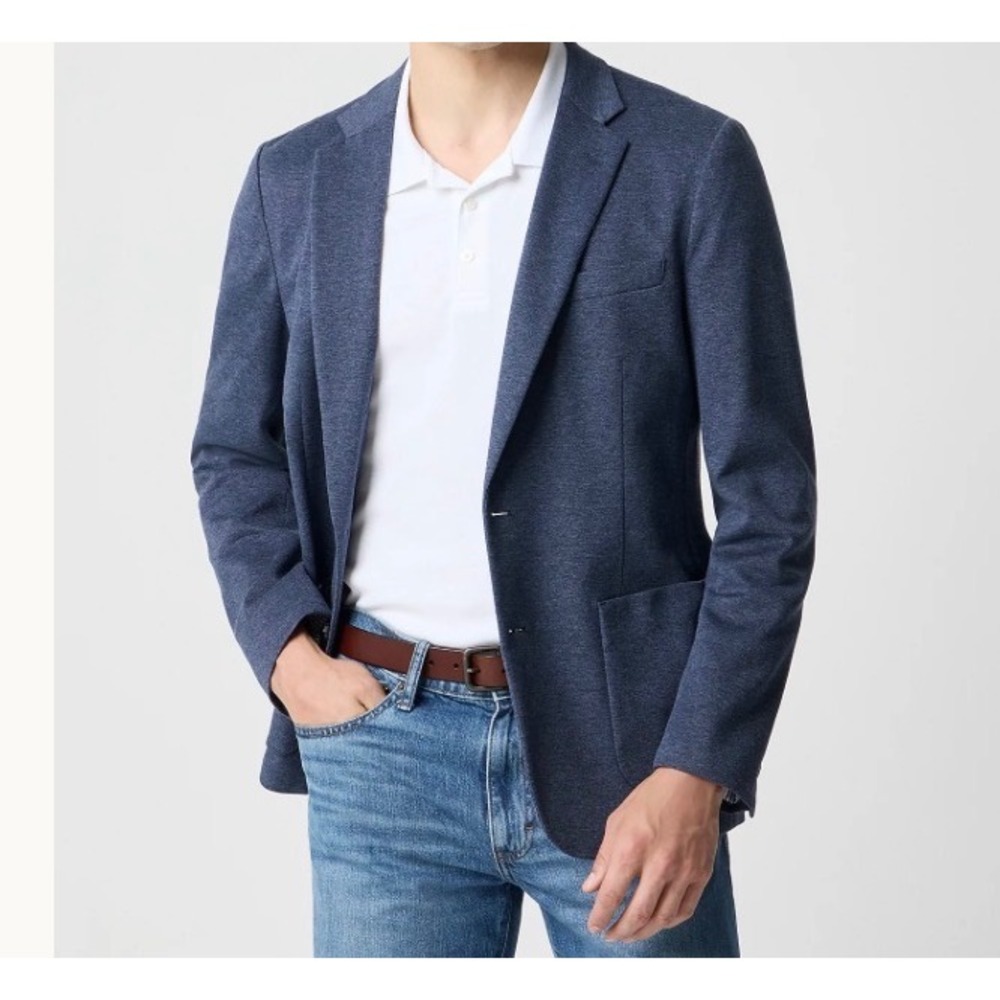 J.Crew Mens Size 44R Thompson Blazer Navy Melange Knit Cotton Blend BW430 NWT